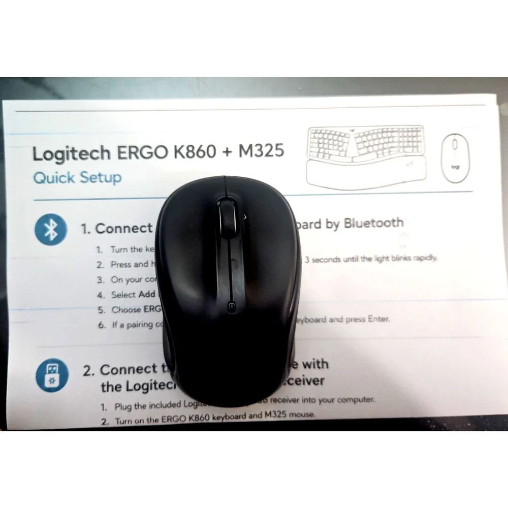 Logitech ERGO K860 Ergonomic Keyboard + M325 Mouse Combo w/ Unifying Receiver